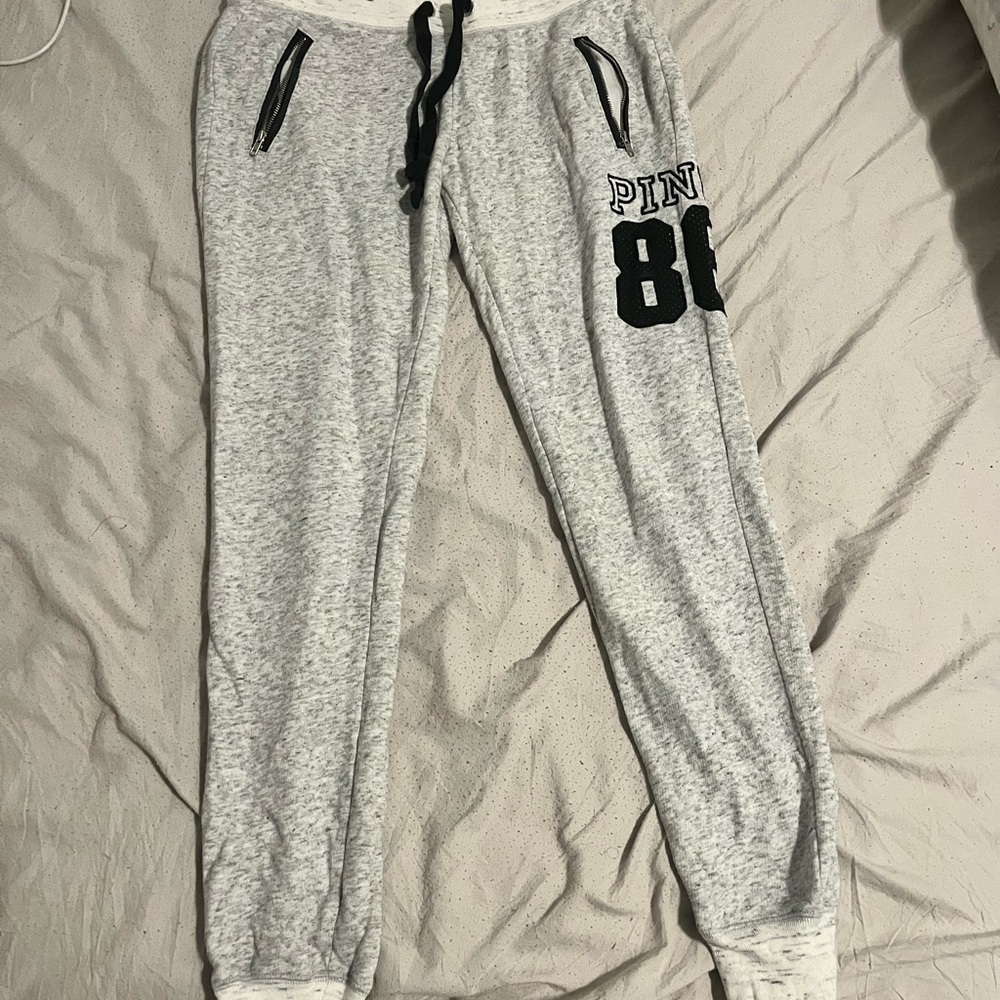 PINK Gray Joggers with Black Details